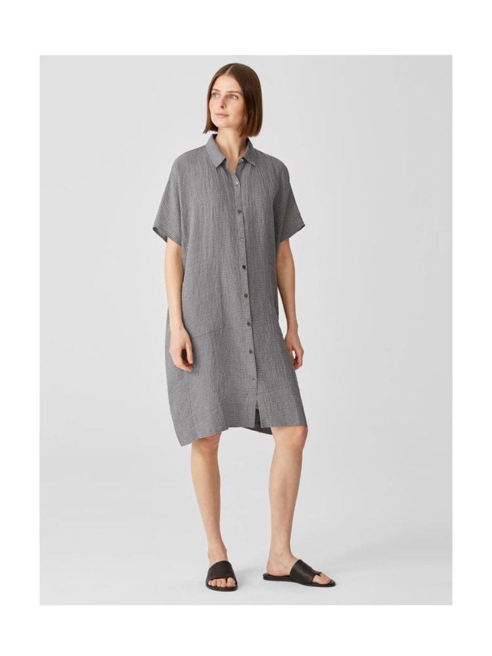 Eileen Fisher Puckered Organic Linen Shirtdress